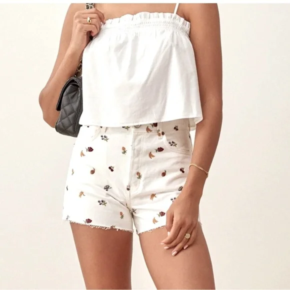 REFORMATION Charlie Fruitloops High Rise Jean Shorts - Picture 3 of 11